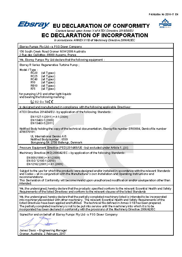 EC Declaration Of Conformity (R Series)